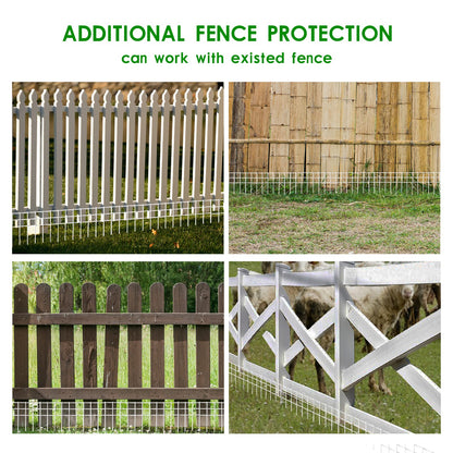 24x15-inch No Dig Animal Barrier Fence, 20 Pack White Dig Protective Fence with 2 inch Spike spacing, Dog/Rabbit/Groundhog Underground Defence, for Outdoor Garden Patio