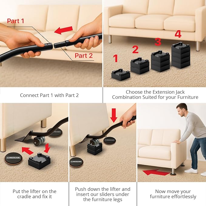 X-Protector Multi-Surface Furniture Sliders & Furniture Lifter Tool Set