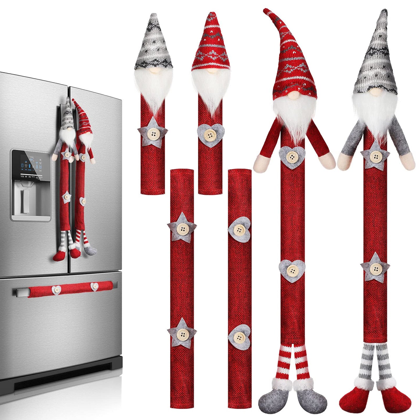 TOODOO 6 Pieces Christmas Refrigerator Handle Covers Tome Gnome Refrigerator Handle Covers Winter Oven Fridge Door Handles Protector Kitchen Appliance for Holiday New Year Microwave Dishwasher