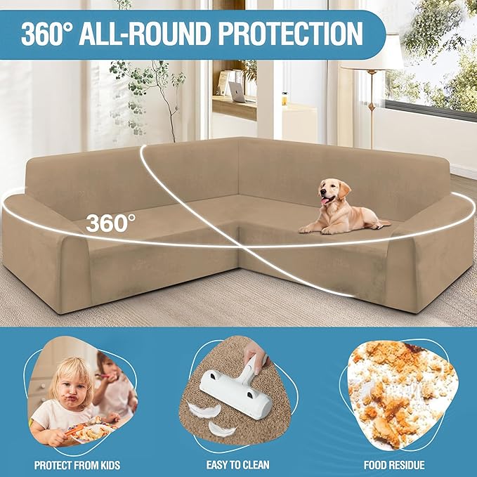 HDCAXKJ Corner Sectional Couch Covers Velvet Stretch L Shape Sofa Cover Soft