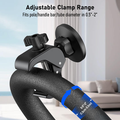 Magnetic Phone Holder Clamp Mount – 20 x N52 Strong Magnet Mount for Gym, Spin Bike (Fits Peloton), Treadmill, Stroller, Golf Cart, Shopping Cart – Compatible with Mag-Safe iPhone 12-17 Series