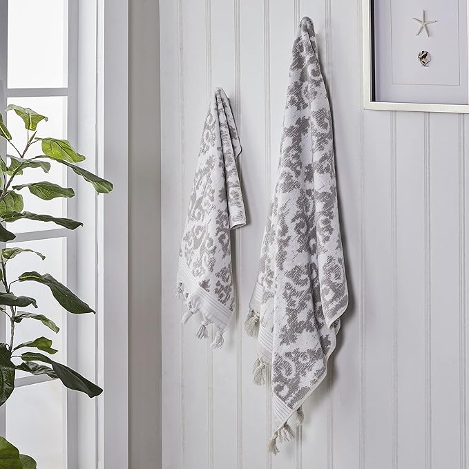 SKL Home Mirage Fringe 100% Turkish Cotton Hand Towel, 16x26 in