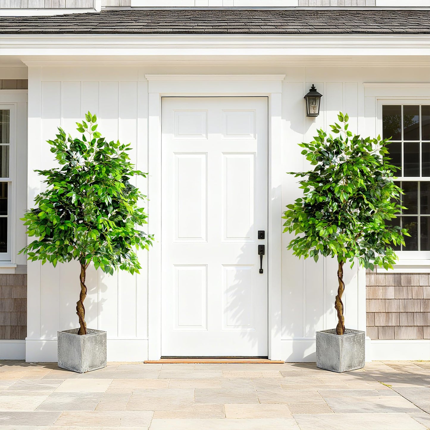 Erimda 7ft Artificial Ficus Tree for Home Decor, Faux Silk Plants Faux Plant Fake Silk Trees with Pot for Indoor House Living Room Office Garden