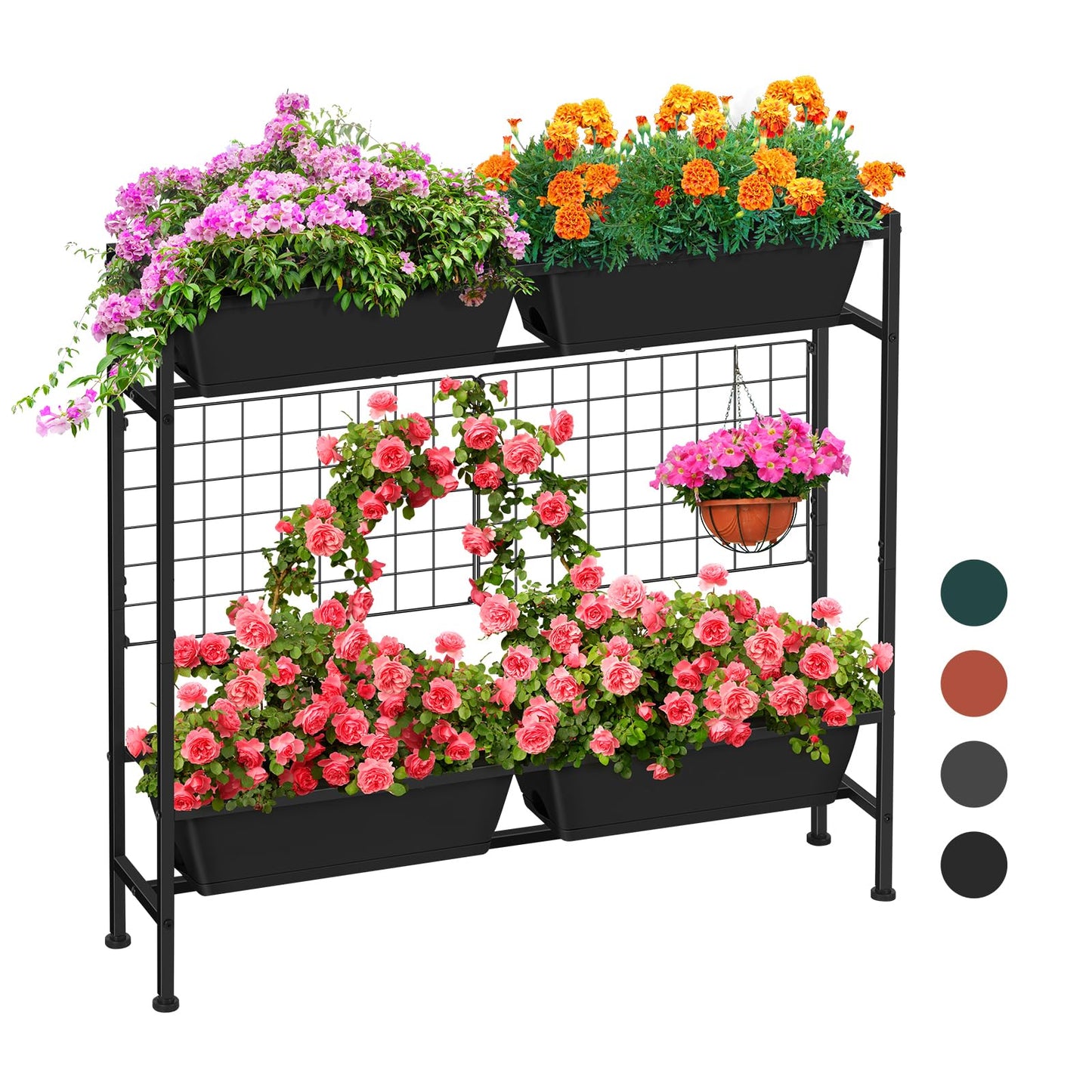 ETELI Vertical Raised Garden Beds Outdoor Elevated Herbs Garden Planter Boxes with Trellis and Legs 32.4" Flowers Beds Vertical Planters for Small Climbing Plant Vegetables Patio Balcony, Black