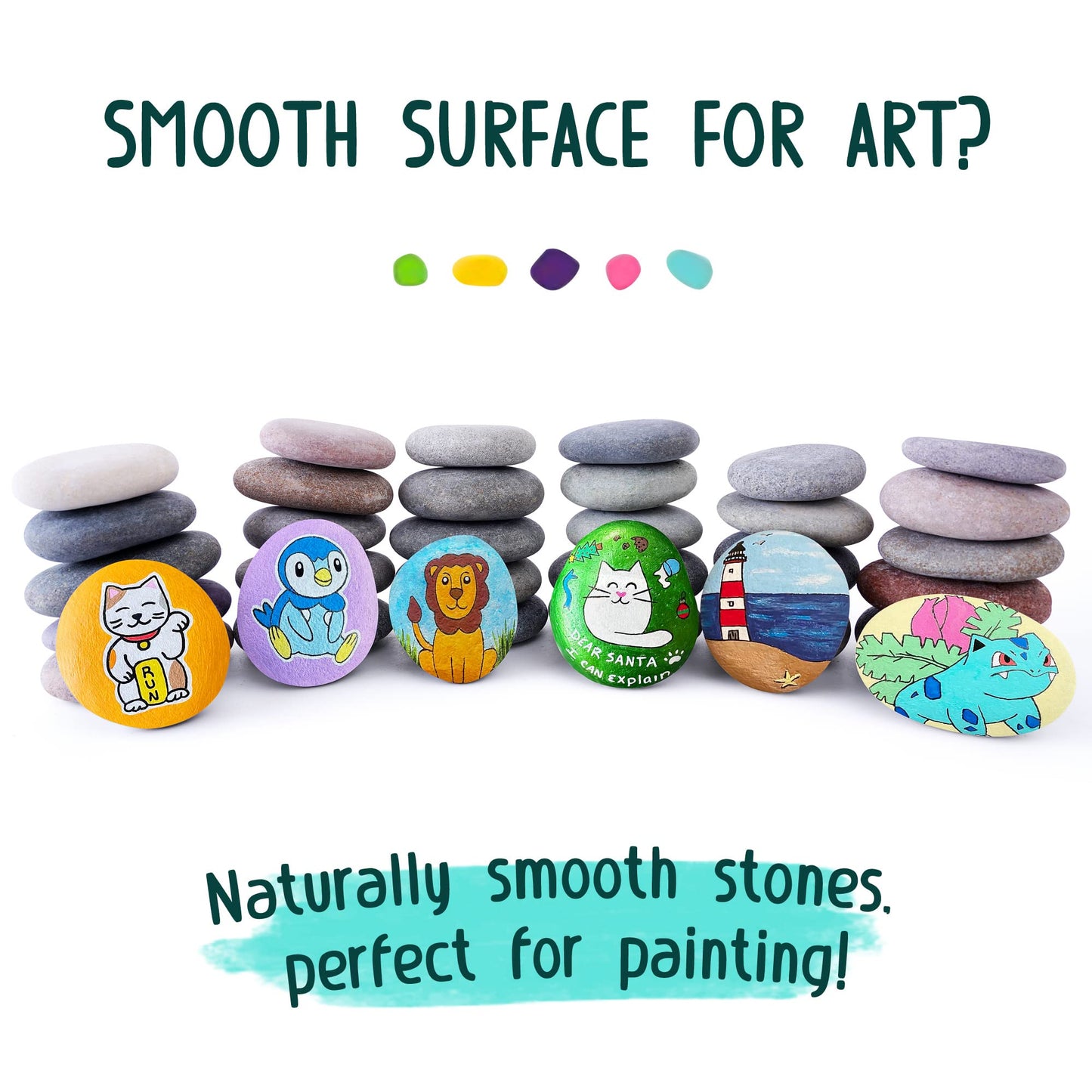 ROCART 12 PCS Large Rocks for Painting, 1.5-2.0 Inches Flat Painting Rocks for Arts & Crafts, Natural Smooth River Rocks for Painting, Kindness Rocks, Decoration, DIY, Crafting Gift