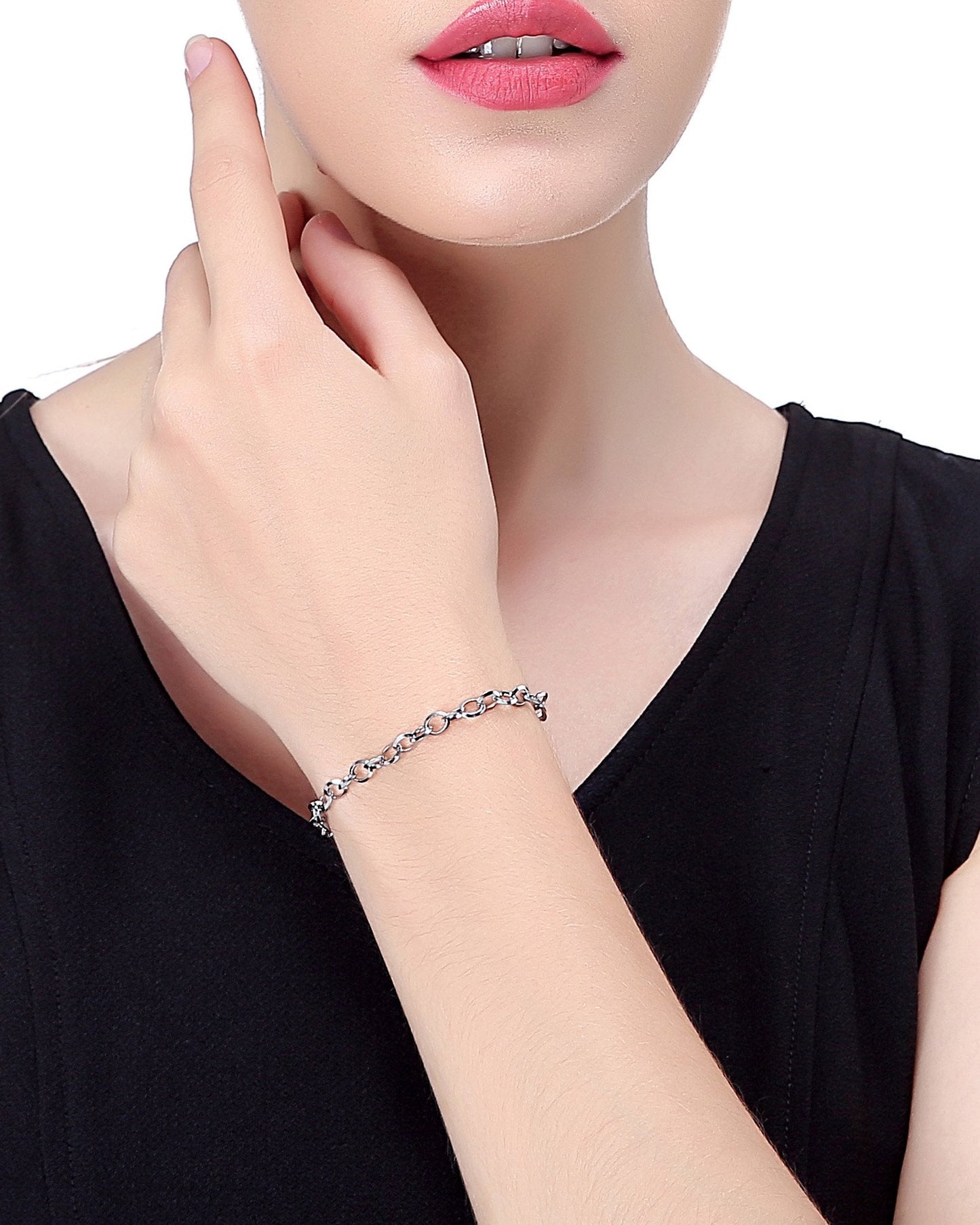 Jstyle Jewelry Women's Heart Charm Bracelets Stainless Steel Link Bracelet Birthday Gifts for Women Jewelry