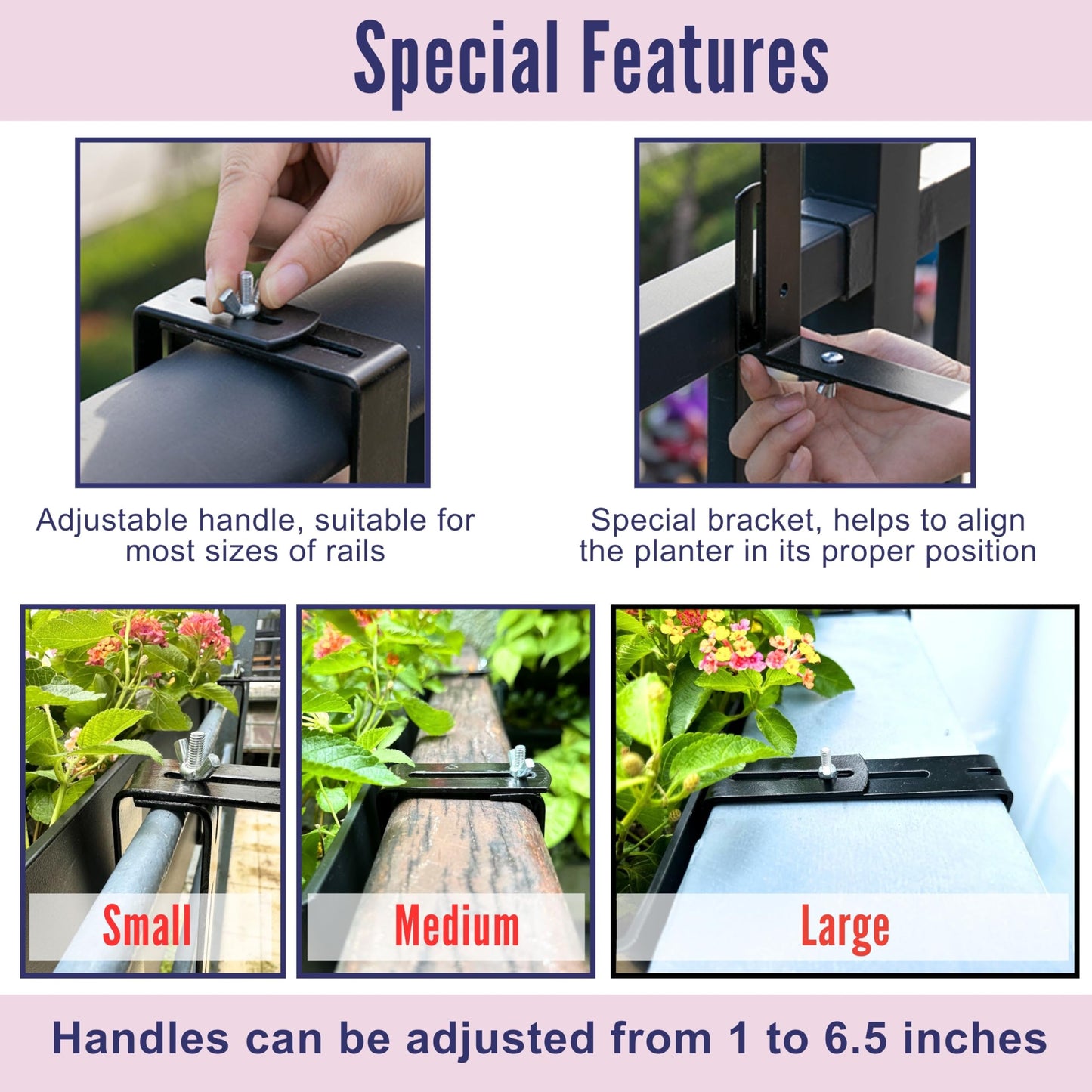 LaLaGreen Outdoor Rail Planter for Balcony (20 Inch, 2 Pack) Large White Self Watering Railing Planters with Brackets, Rectangular Plastic Fence Modern Window Boxes Designer Choice with Rattan Pattern