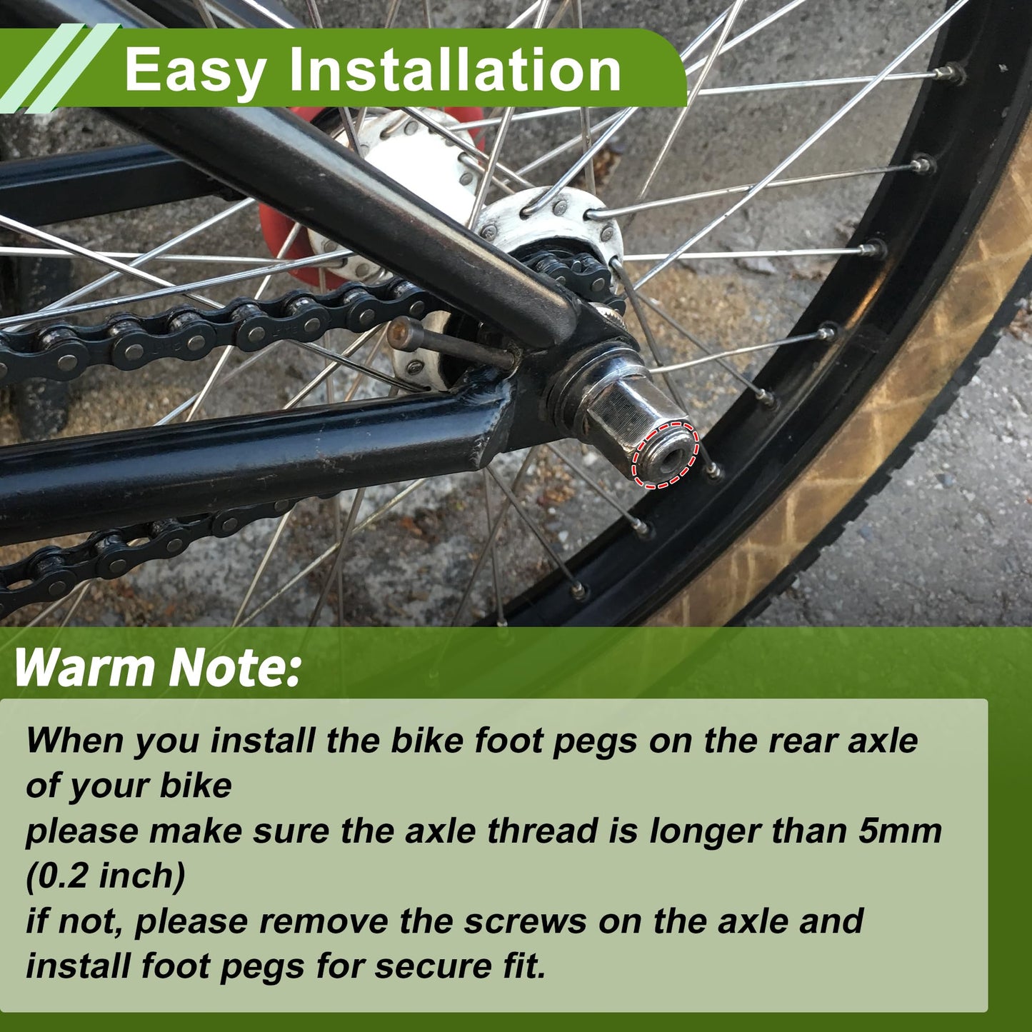 PARSLUCK 4 Pcs Aluminum Alloy Anti-Skid Bike Pegs 100mm Length Bicycle Backseats Stands Cycling Foot Pegs 3/8 Inch Axles Black