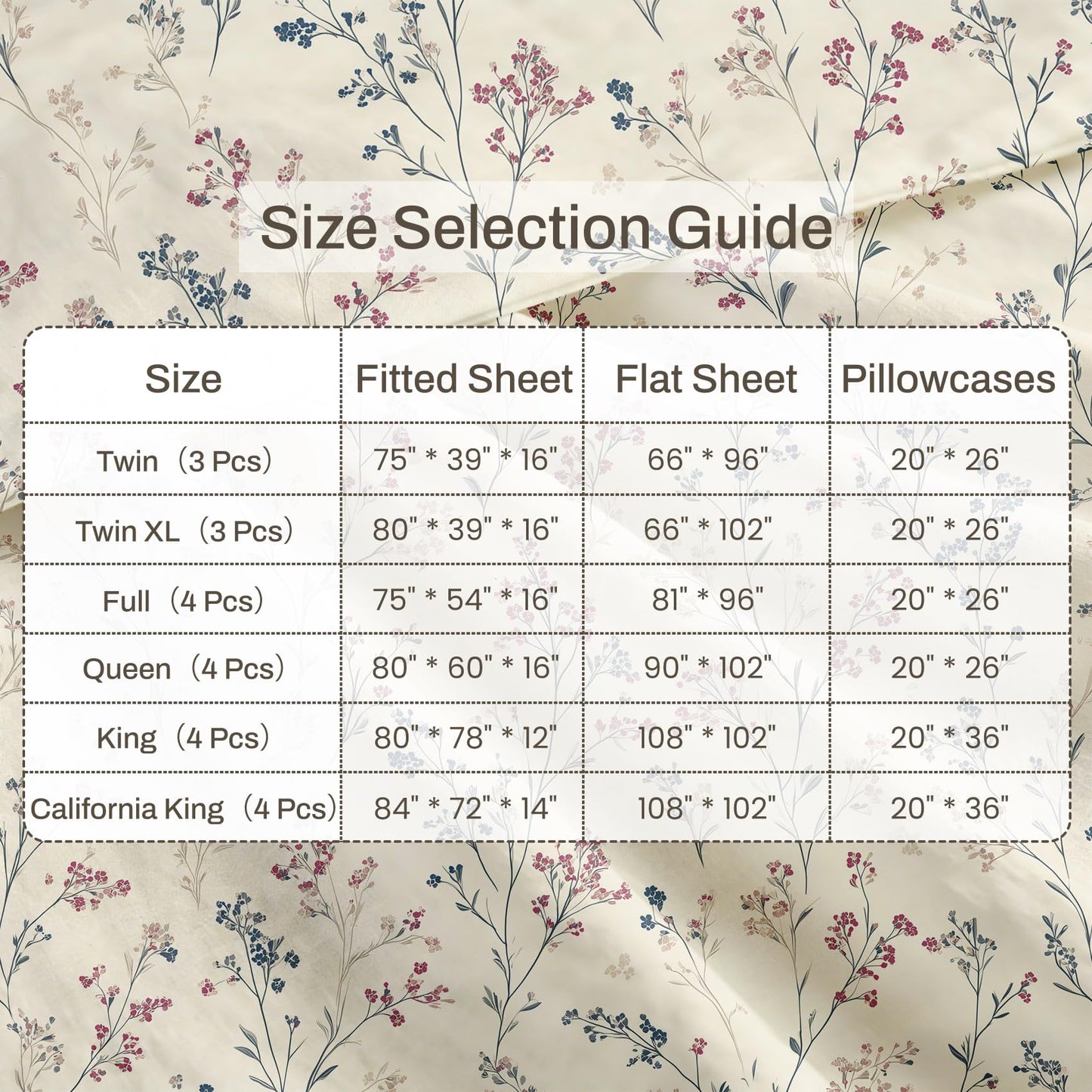 Wildflower Full Bedding Set Minimalist Floral Sheet Sets
