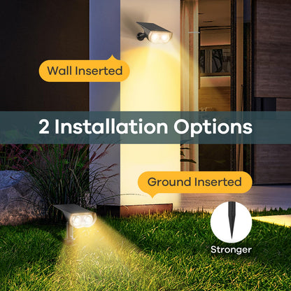 Linkind Solar Lights Outdoor Garden, Dusk-to-Dawn Warm White 3000k Stake Lights Solar Powered, Ip65 Waterproof Solar Spot Lights for Driveway Walkway Decoration, Pack of 2