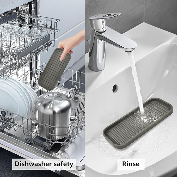 Gosmol Silicone Sponge Holder Kitchen Sink Organizer Tray Dish Caddy Soap