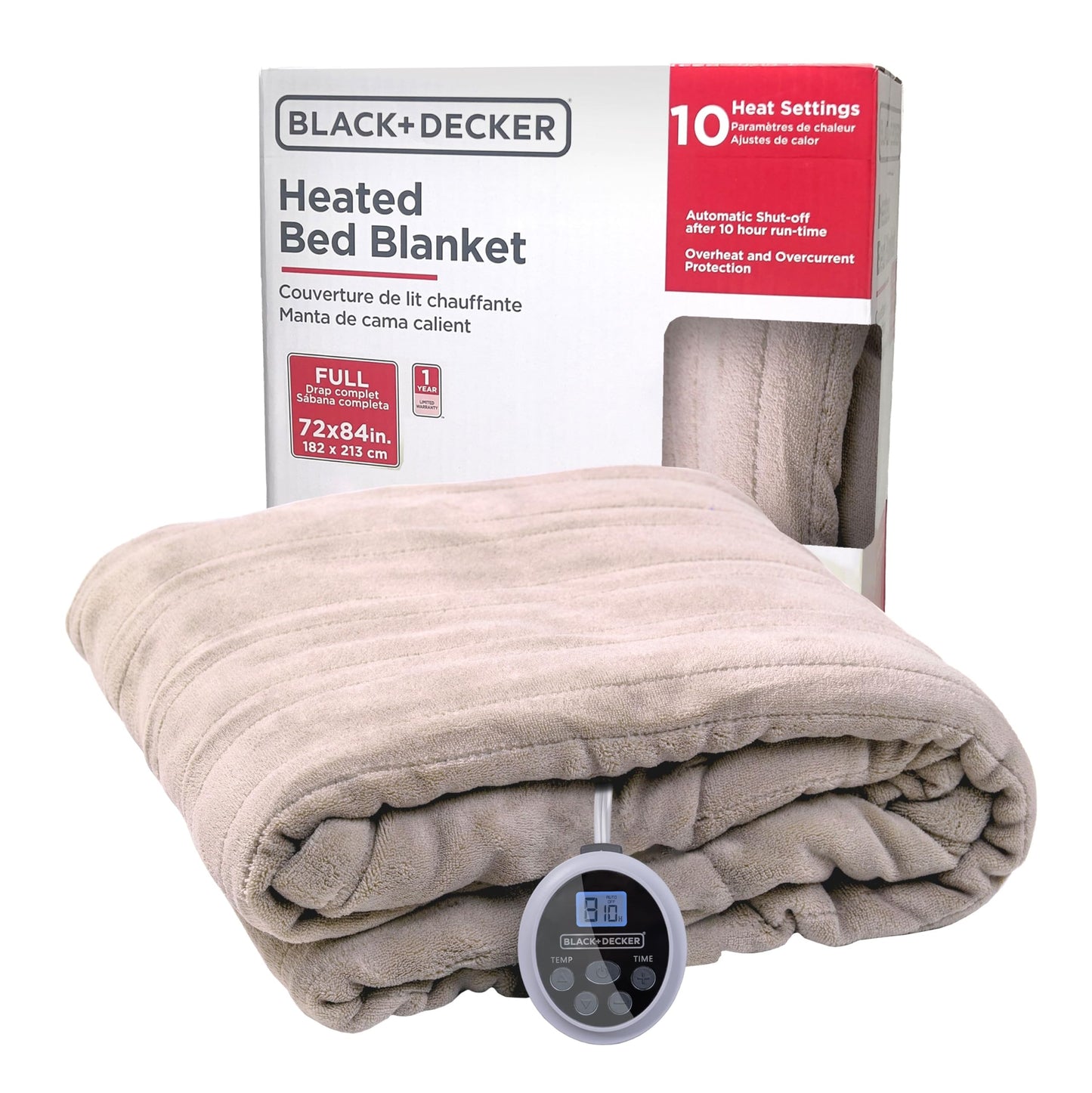 BLACK+DECKER Heated Blanket Electric Throw, Fleece Electric Blanket, Heating Blanket with 4 Heating Levels, 3H Timer, Auto Shutoff, Fast Heating (50x60 inches, Maroon)