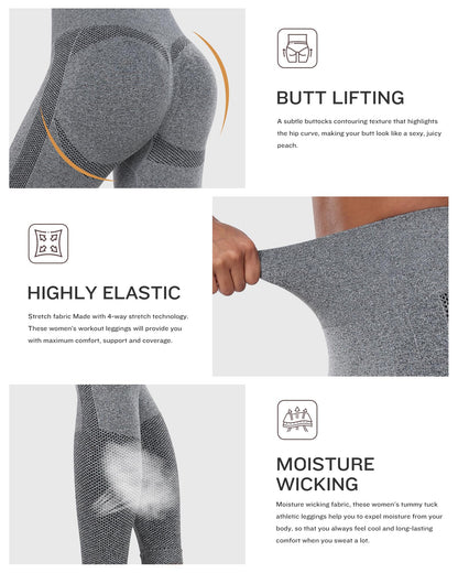 NORMOV Seamless Workout Butt Lifting Leggings - Booty Scrunch Gym Leggings for Women