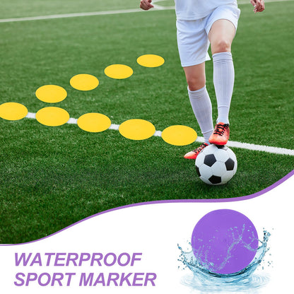 PATIKIL Spot Markers 9 Inch, 12 Pcs Non-Slip Floor Dots Agility Markers Flat Field Cones Poly Dots for Gym PE Speed Training Dance Soccer Basketball Sports, Orange/Purple