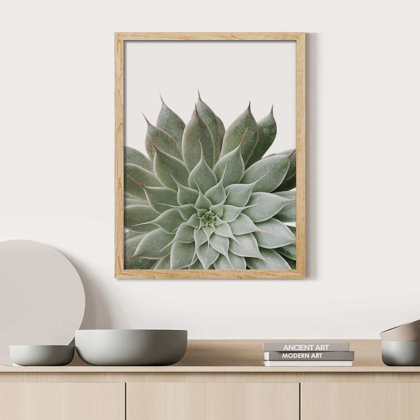 SIGNWIN Framed Desert Succulent Wall Art, Close Up Echeveria Green Flower Wall Decor Prints, Nature Wilderness Wall Décor for Living Room, Bedroom - 12"x16" Natural