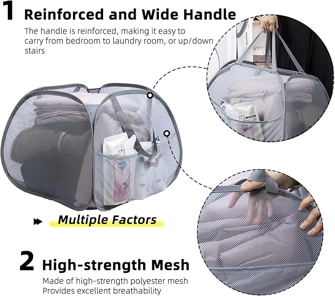 Collapsible Laundry Basket, 90L Foldable Pop Up Laundry Hamper