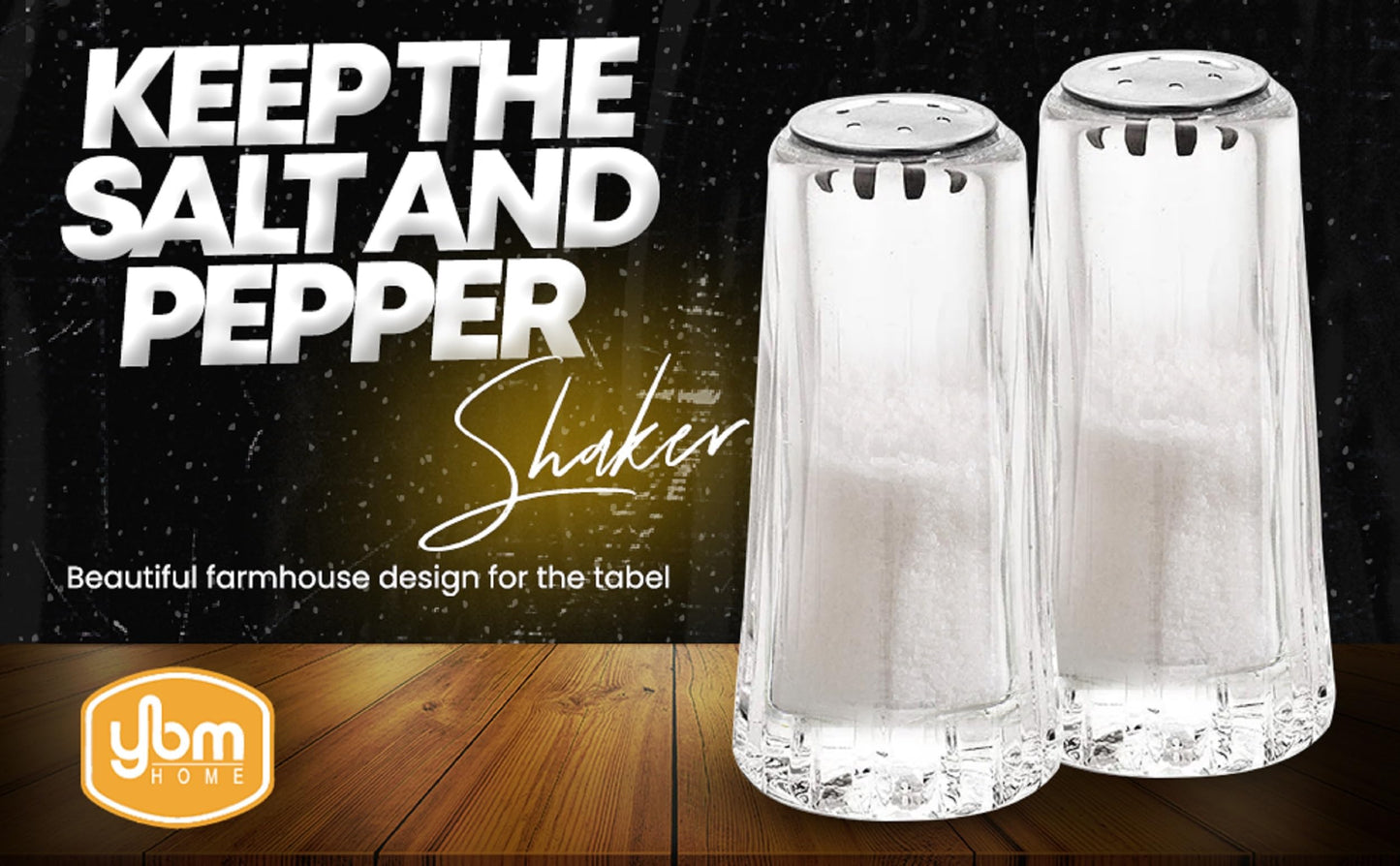 YBM Home Salt and Pepper Shakers Acrylic with Stainless Steel Lid, 1.5oz Clear Spice Herb Dispenser for Dining Table and Farmhouse Decoration, 1231-2