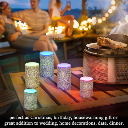 panksolu Flickering Flameless Candles, Brown Leopard Print LED Candles with Remote Timer, Battery Operated Candle for Wedding Halloween Christmas Decor - Set of 2