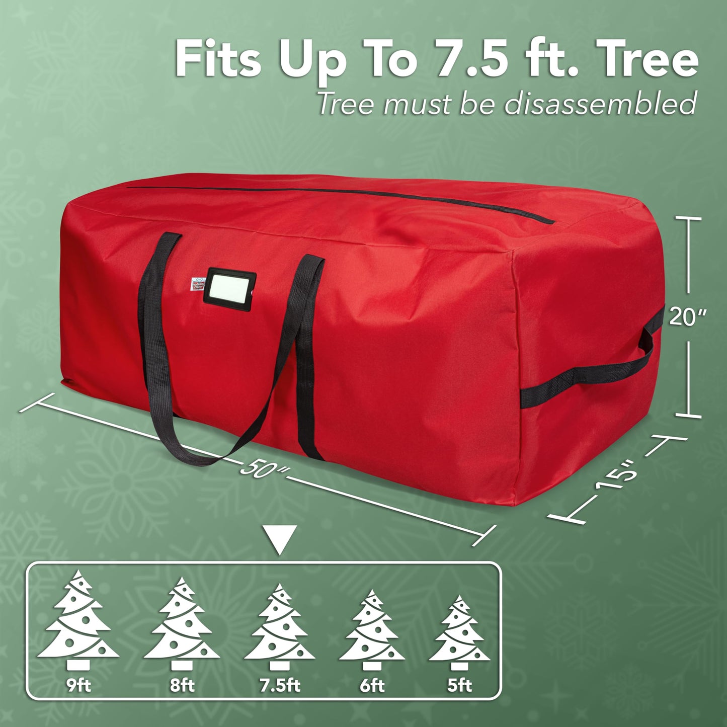 Holiday Cheer Christmas Storage Bag Heavy Duty Fits Up to 7.5ft Tall Artificial Tree, Waterproof with Durable Handles & Zipper Xmas Tree Storage Bag (RED)
