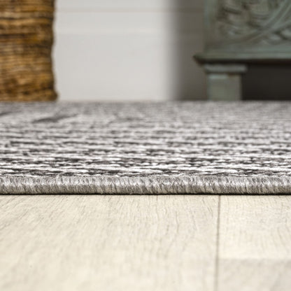 JONATHAN Y Concentric Squares Indoor Outdoor Area Rug 8X10 Black/Light Gray, Chevron Modern for Backyard, Patio, Porch, Easy-Cleaning, High Traffic, Pet-Friendly, Non-Shedding (SMB206B-8)