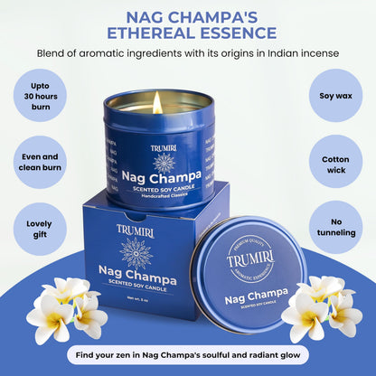 Nag Champa Candle for Home Scented - 5oz Natural Soy Clean Organic Non Toxic - for Aromatherapy Meditation Spiritual Gifts Bathroom Kitchen - Long Lasting Heavily Scented - Velas Aromáticas