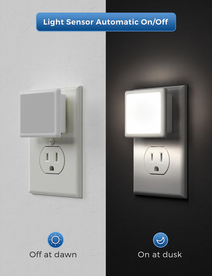 L LOHAS LED Night Lights Plug into Wall, [6-Pack] Plug in Night Light, Dusk-to-Dawn Sensor, 3000K Soft White 0.3W Bright Nightlight Auto-On/Off for Adults Kids Room Bedroom Bathroom Hallway Kitchen