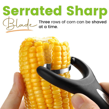 Spring Chef Stainless Steel Corn Peeler – Corn on the Cob Stripper Tool – Durable & Efficient Kernel Remover Tool – Easy to Use Kernel Cutter - Dishwasher Safe Kitchen Gadget - Black