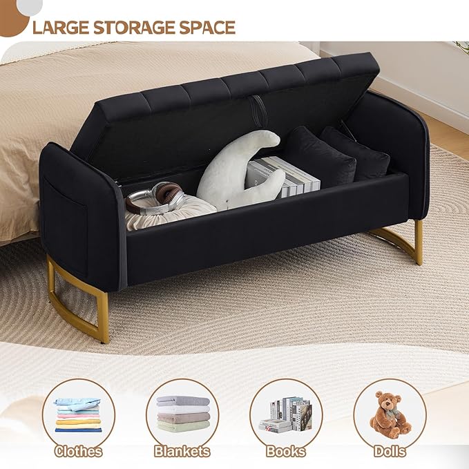 End of Bed Storage Bench, Storage Ottoman Bench
