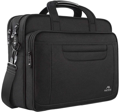 MATEIN Laptop Bag, 15.6 Inch Multifuntional Business Computer Laptop Case, Unisex Spacious Shoulder Messenger Bag Briefcase for Men and Women, Universal Nylon Briefcase for Notebook - Black