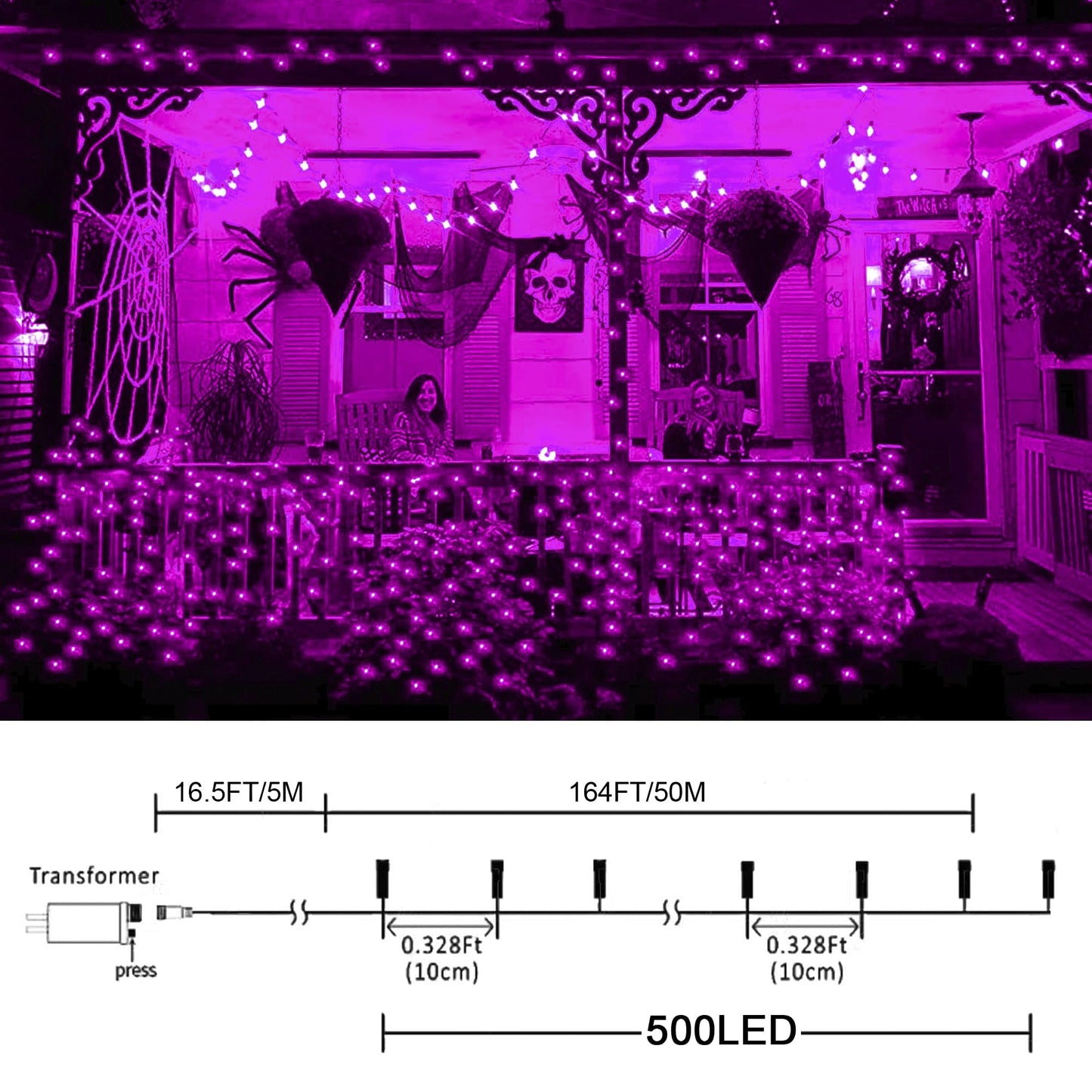 kemooie 500 LED Pink Valentines Day Lights,164 FT String Lights Outdoor Plug in Waterproof with 8 Twinkle Modes for Indoor Outdoor Bedroom, Yard, Wedding, Valentines Day Decoration