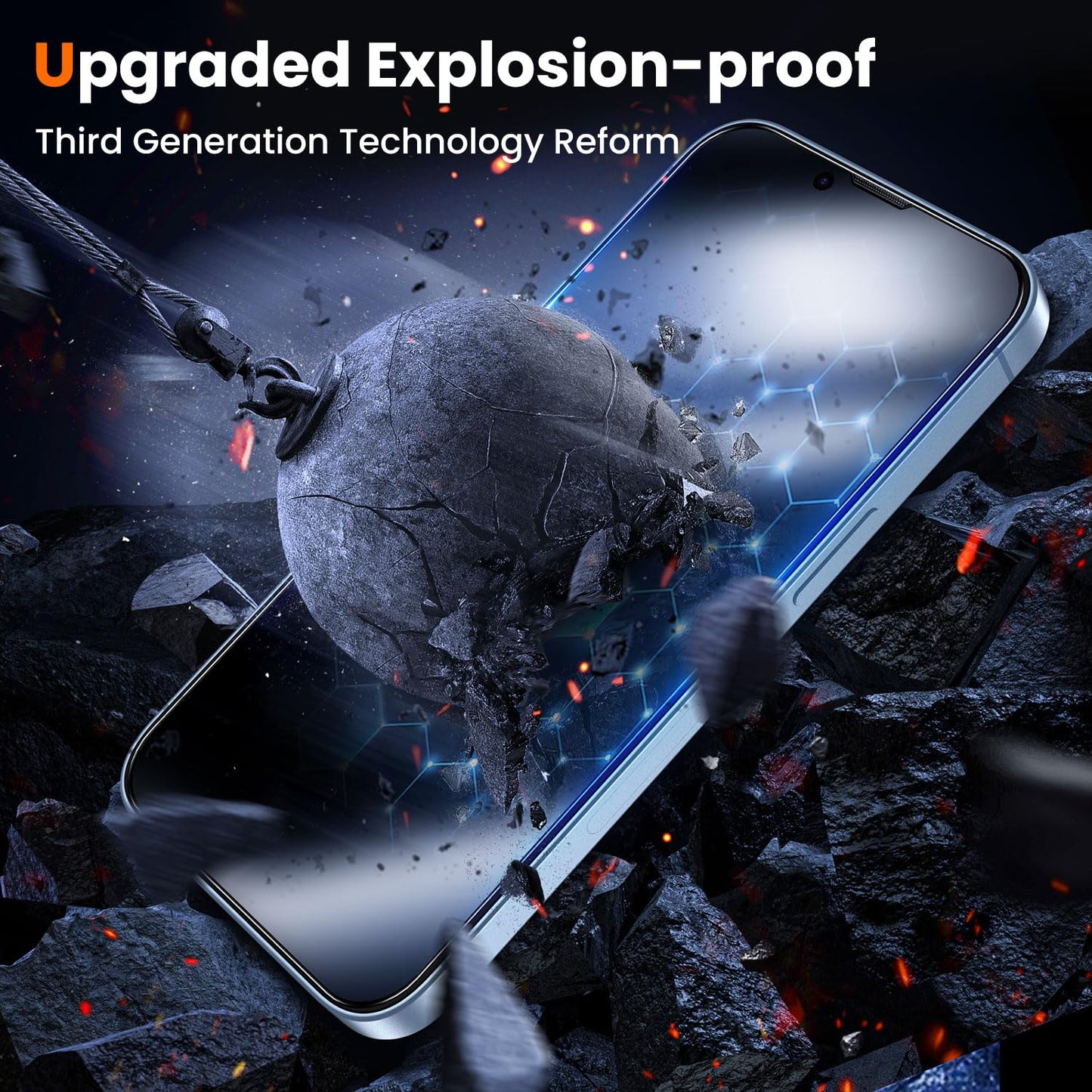 UniqueMe for iPhone 16 Pro Screen Protector - [Military Grade Shatterproof & 9H+ Hardness] Screen Protector 16 Pro Tempered Glass Full Coverage Protection, Easy Installation, 2 Packs