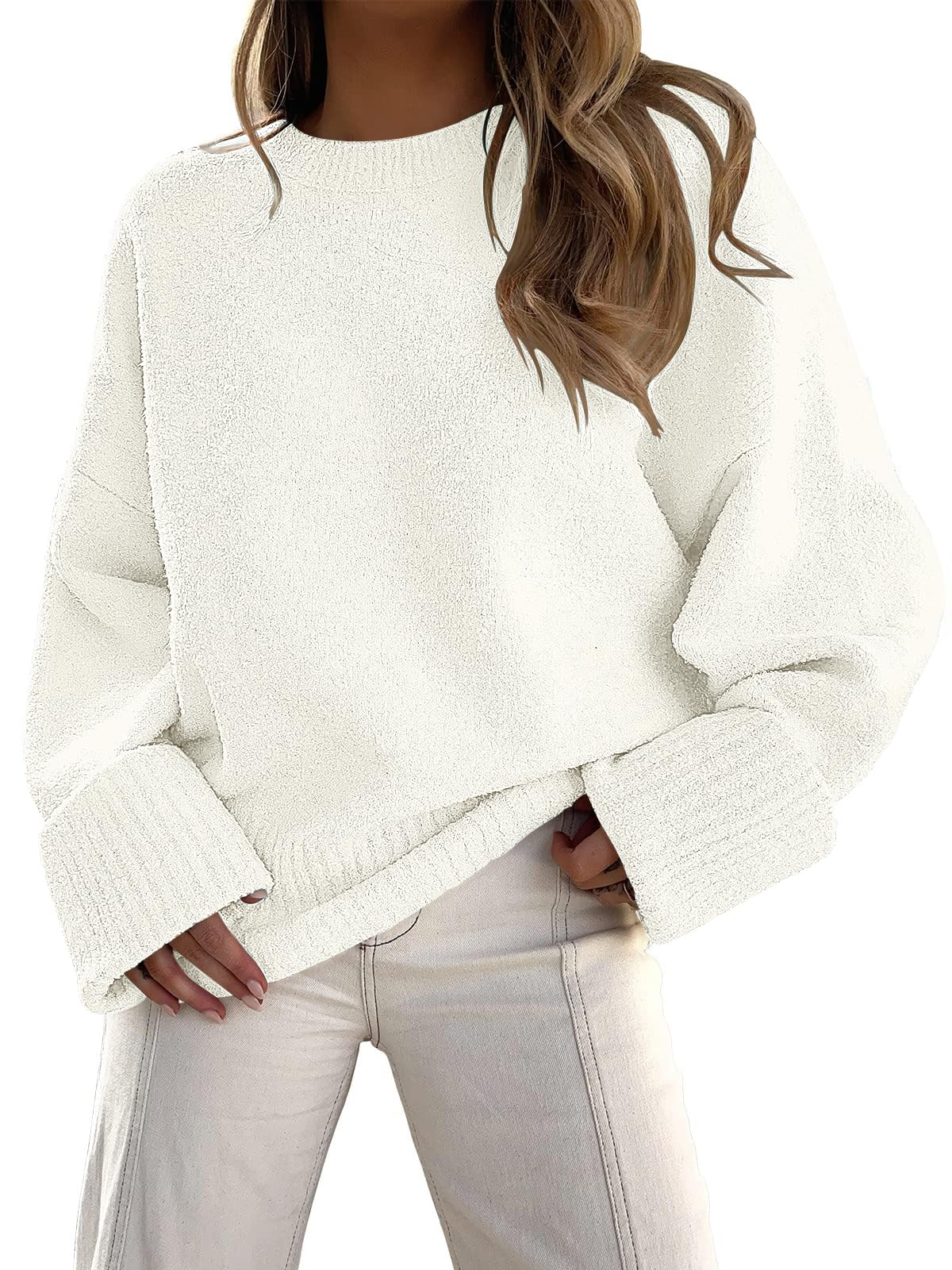 LILLUSORY Women's Oversized Sweaters Fuzzy Chunky Warm Pullover Sweater