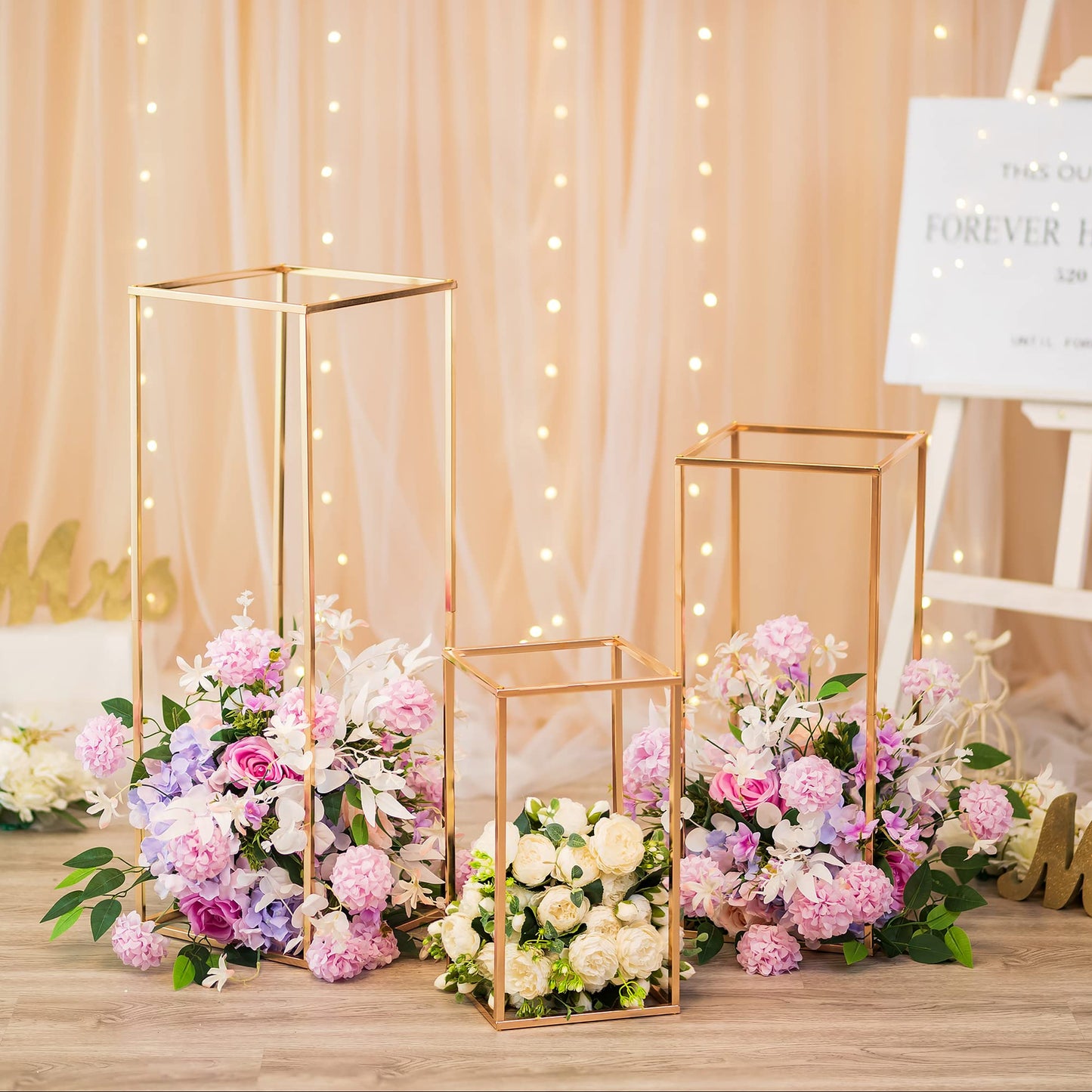 Sziqiqi Dining Table Centerpiece Small Flower Stand for Wedding - Engagement Party Decorations Dining Table Decor for Center Pieces Minimalism Cuboid Design 15.75inch