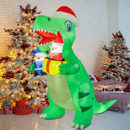 Vipush 8 FT Christmas Inflatable Decorations Dinosaur Christmas Decorations Outdoor Inflatable with LED Light, Outdoor Holiday Decor Blow Up Yard Decor