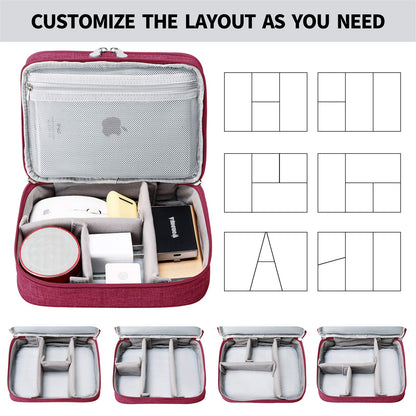 mygreen Travel Cable Organizer Bag, Two-Layer Electronics Accessories Organizer Bag for Cables, Chargers, Power Bank, Mouse,iPad, Phone, Kindle, SD Card, Wires, Cords, and Accessories Red