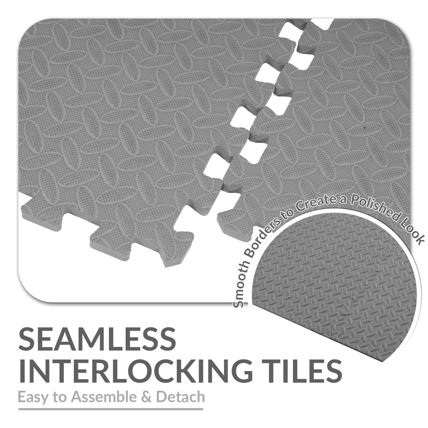 Fitvids Puzzle Exercise Gym Flooring Mat, 1/2" Thick High-Density EVA Interlocking Tiles Workout Mat for Home Gym, Fitness Equipment, MMA, Gymnastics, 6-Piece Shock-Absorbing Exercise Mat (24 Sq Ft)
