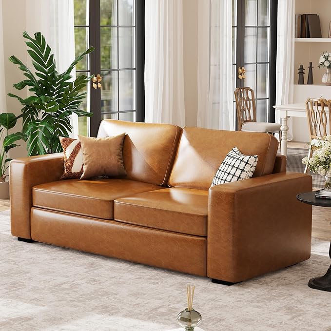 ABCASA Loveseat Set of 2, Living Room Furniture Set, Oversized Faxu Leather Sofa
