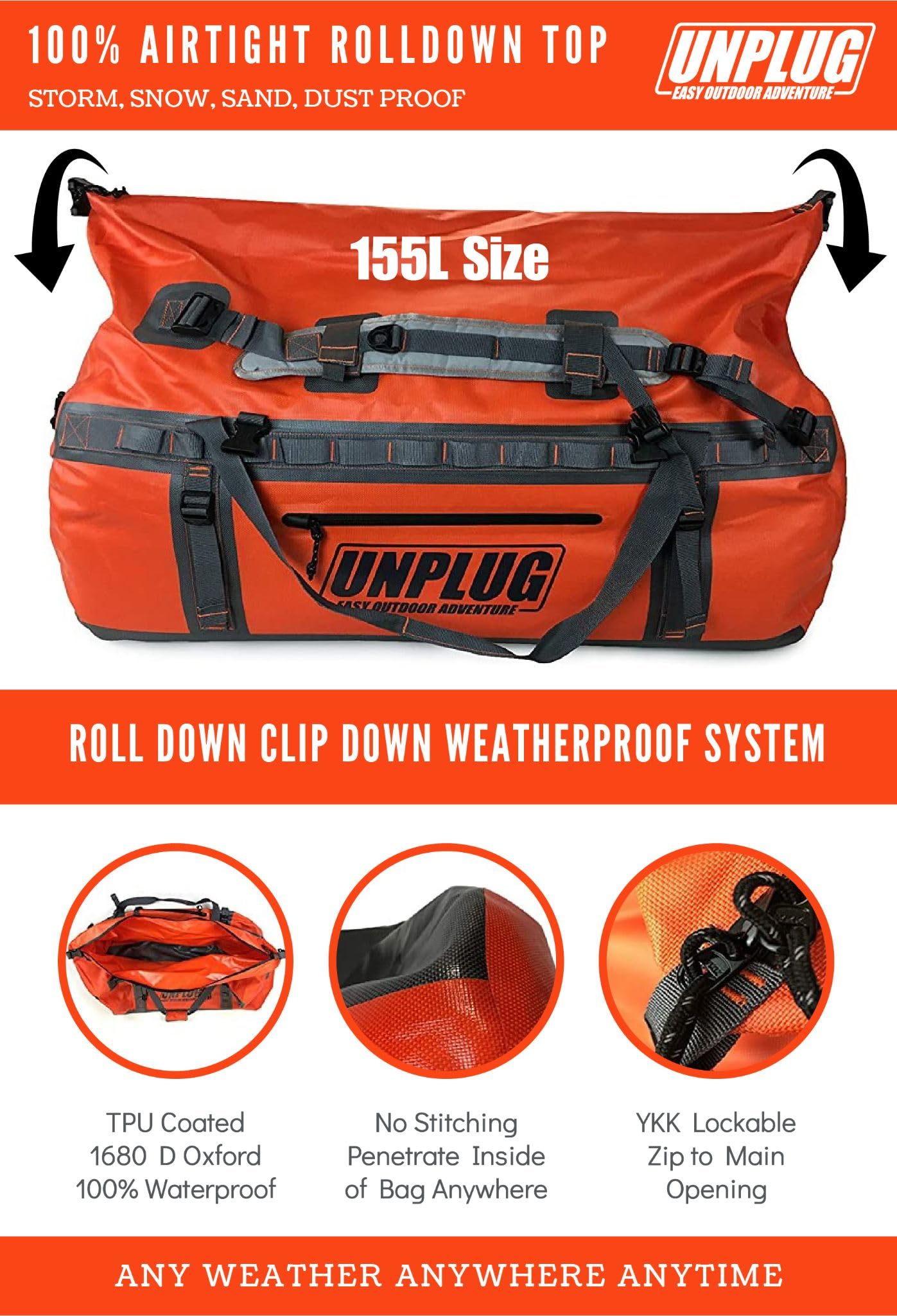 UNPLUG EASY OUTDOOR ADVENTURE Modern, Adventure Orange, 155L