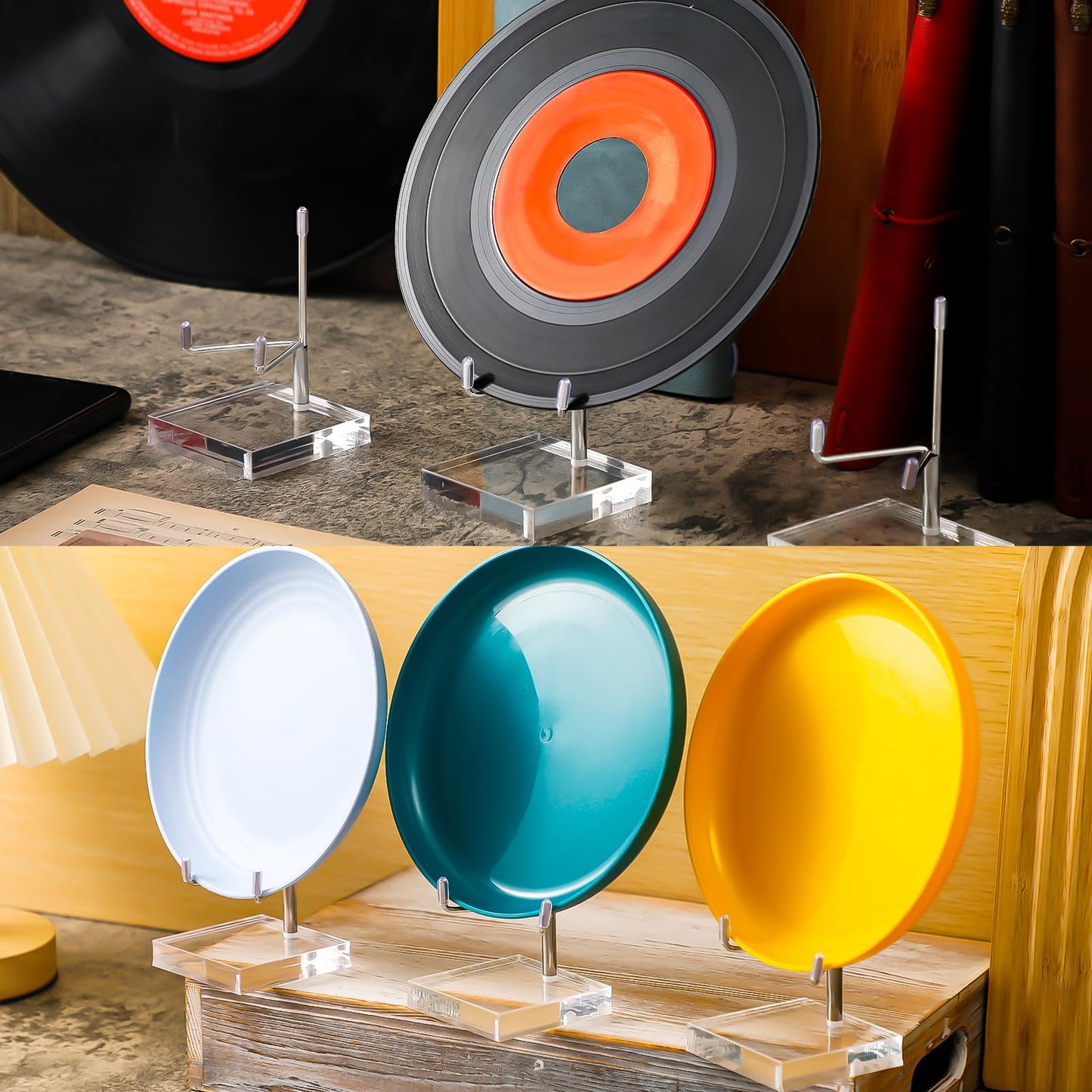 Kigley 8 Pcs Adjustable Metal Arm Display Stand Crystal Holder Easel Display with Acrylic Base Easel Rock Mineral Stand for Geodes Mineral Agate Collection (Silver,1.57 x 1.57 x 2.95 Inches)