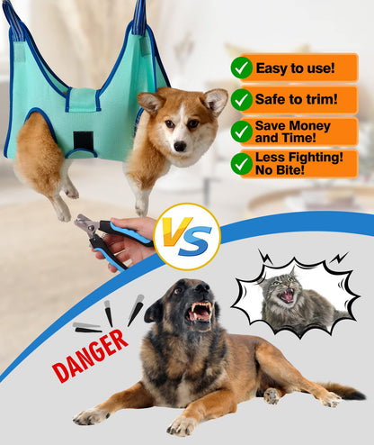 Kkiimatt 2027 New Edition Dog Grooming Hammock, Pet Grooming Hammock with Nail Clippers/File, Dog Grooming Sling with Wide Strap Sewed