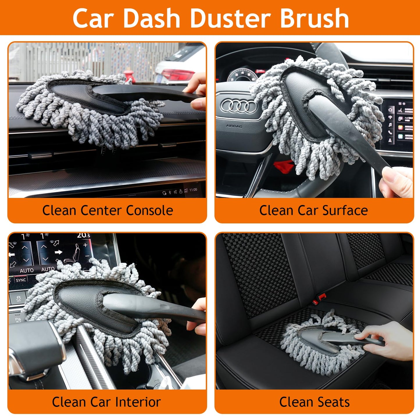 THINKWORK Car Detail Duster Kit - 17PCS Perfect Dust Removal Kit for Interior and Exterior, Detailing Brush, Cleaning Gel, Window Brush, Coral Fleece Towels and Cleaning Pads
