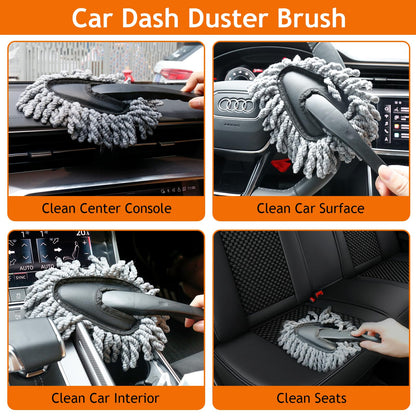 THINKWORK Car Detail Duster Kit - 17PCS Perfect Dust Removal Kit for Interior and Exterior, Detailing Brush, Cleaning Gel, Window Brush, Coral Fleece Towels and Cleaning Pads