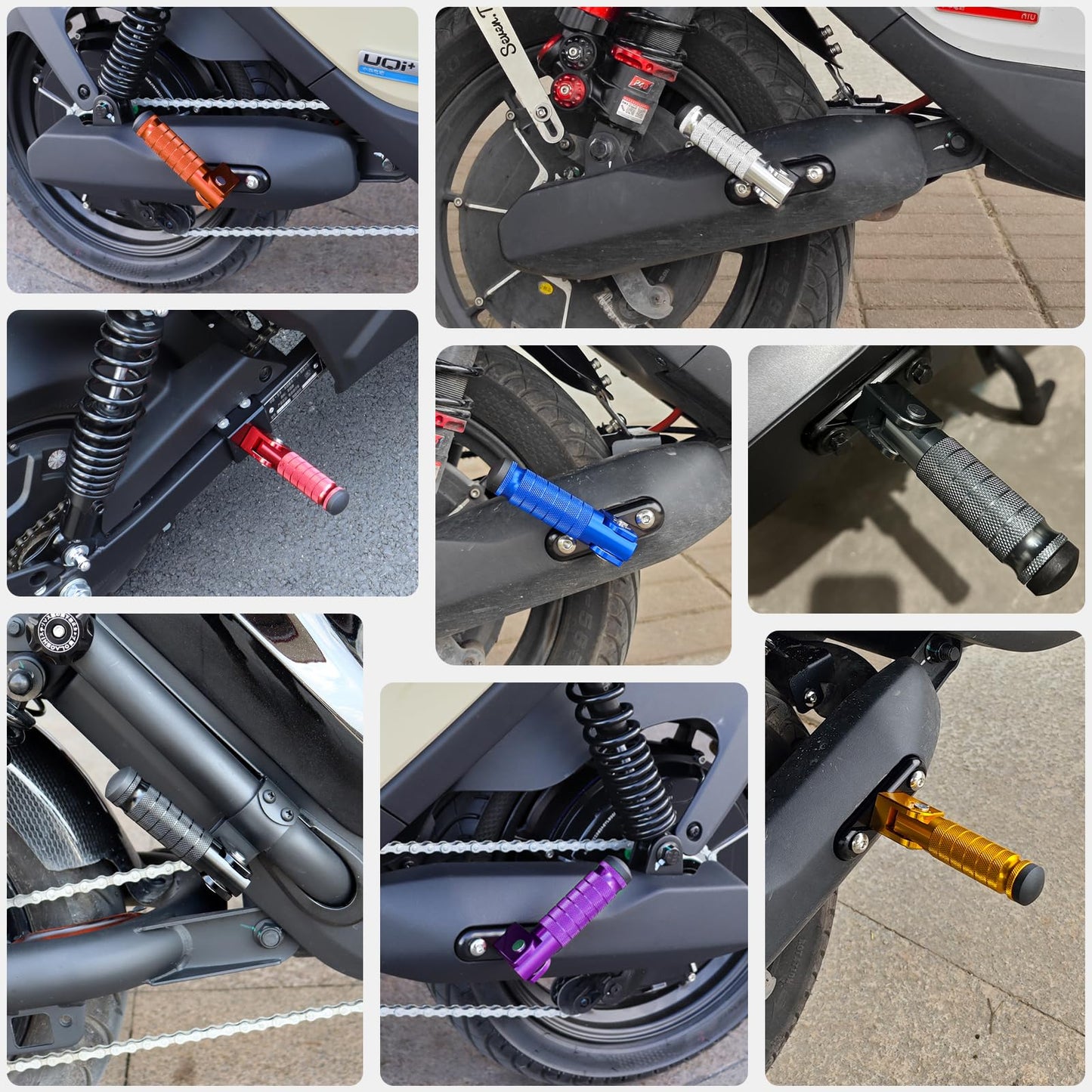 XINGWU M8 Motorcycle Foot Pegs 90 Degree Foldable Bike Pegs CNC Anti-Skid Universal for Super 73 Yamaha Honda Suzuki Aprilia Electric Car Motorbike Scooter Mini Bike Ebike Dirt Bike Go Kart (Black)