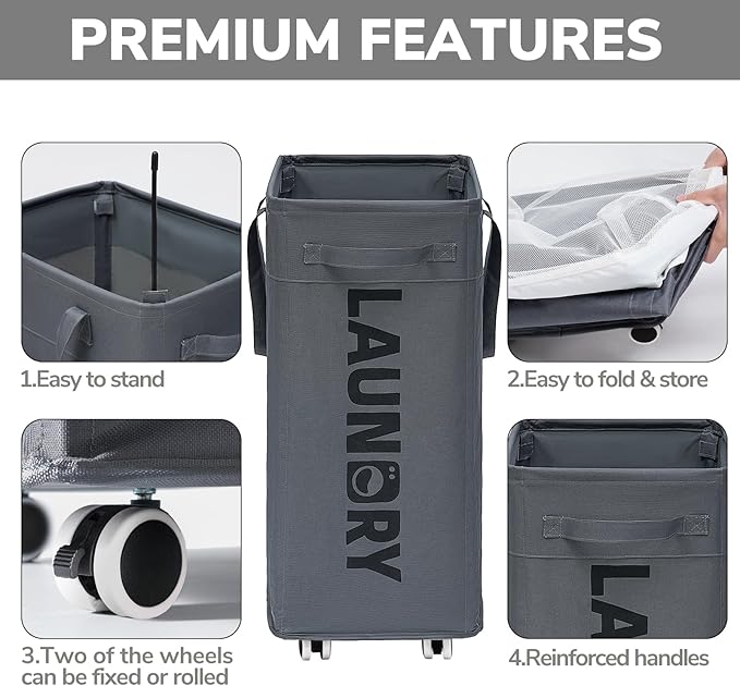 Goodpick Hamper with Wheels, Dirty Laundry Basket