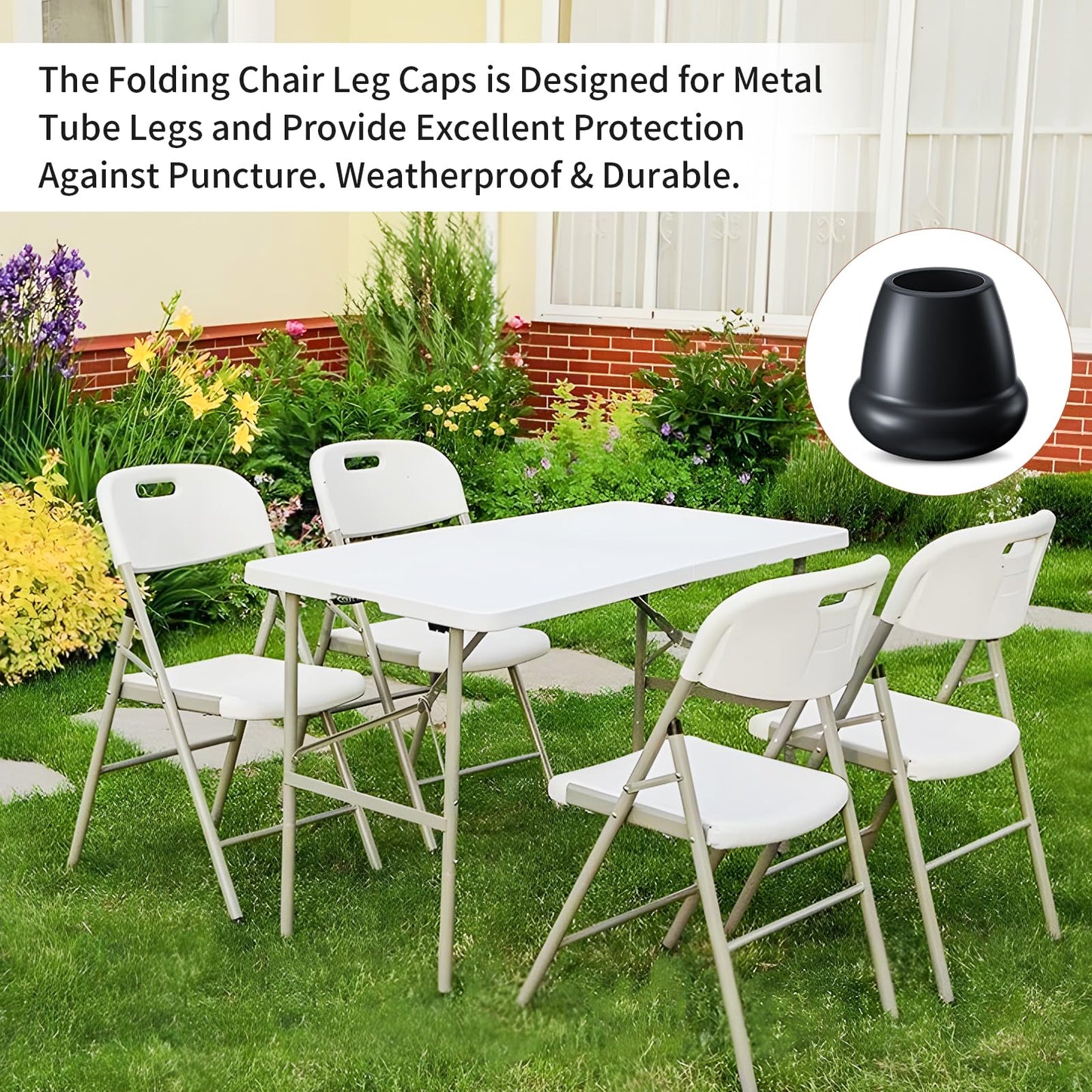 Ezprotekt 1" Rubber Chair Leg Caps, 24 Pcs Round Non-Slip Chair Leg Floor Protectors, Furniture Stool Leg Feet Covers for Bar, Tables, Patio Metal Legs, Black (M Fit: 0.87" - 1")