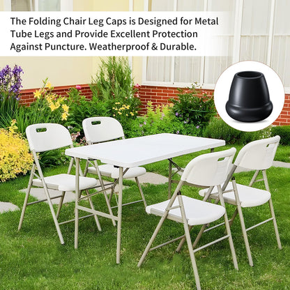 Ezprotekt 1" Rubber Chair Leg Caps, 24 Pcs Round Non-Slip Chair Leg Floor Protectors, Furniture Stool Leg Feet Covers for Bar, Tables, Patio Metal Legs, Black (M Fit: 0.87" - 1")