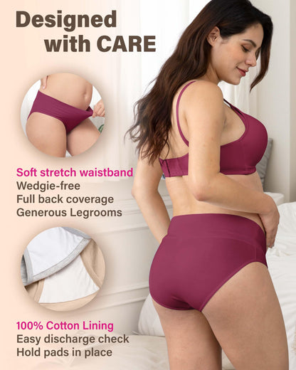 Intimate Portal Maternity Knickers Pregnancy Postpartum Underwear Foldable Cotton Pants 6-Pk Black XXL