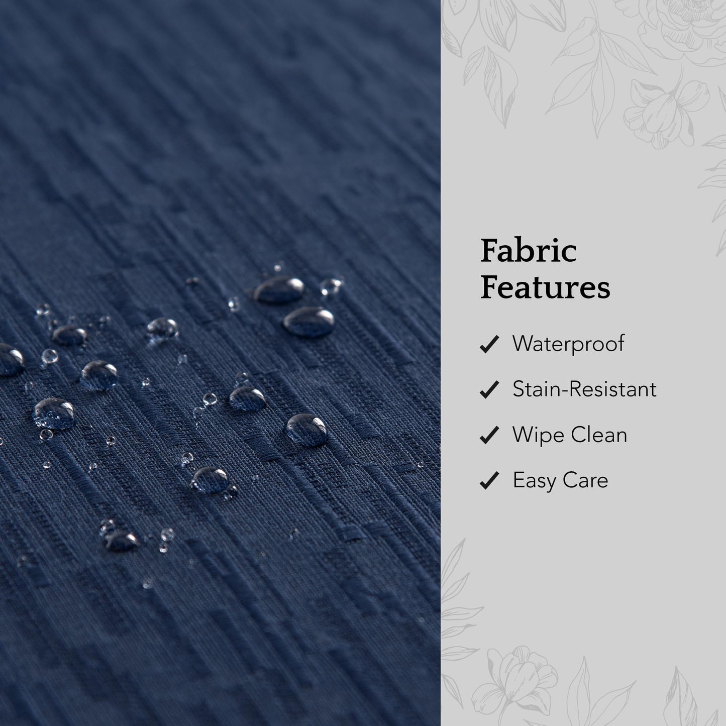 Threadmade Continental Solid Texture Water Resistant Tablecloth, Navy - 90" W x 90" L Round