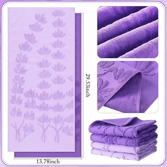2 Pcs Lavender Hand Towels for Bathroom Purple Lavender Bathroom Hand Towel