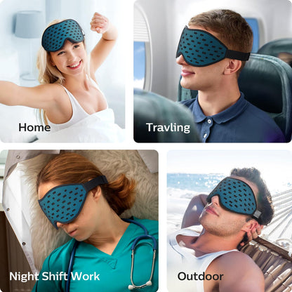 LitBear Breathable Sleep Mask, 3D Eye Mak Sleep for Side Sleepers Women Men, Light Blocking Sleeping Mask with Adjustable Strap, Soft Lightweight Eye Cover for Travel, Night Work, Nap, Office - Blue